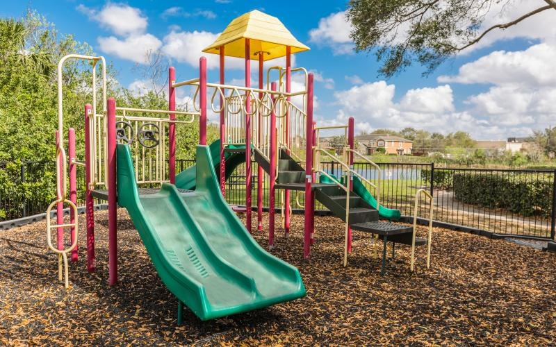a playground with a slide